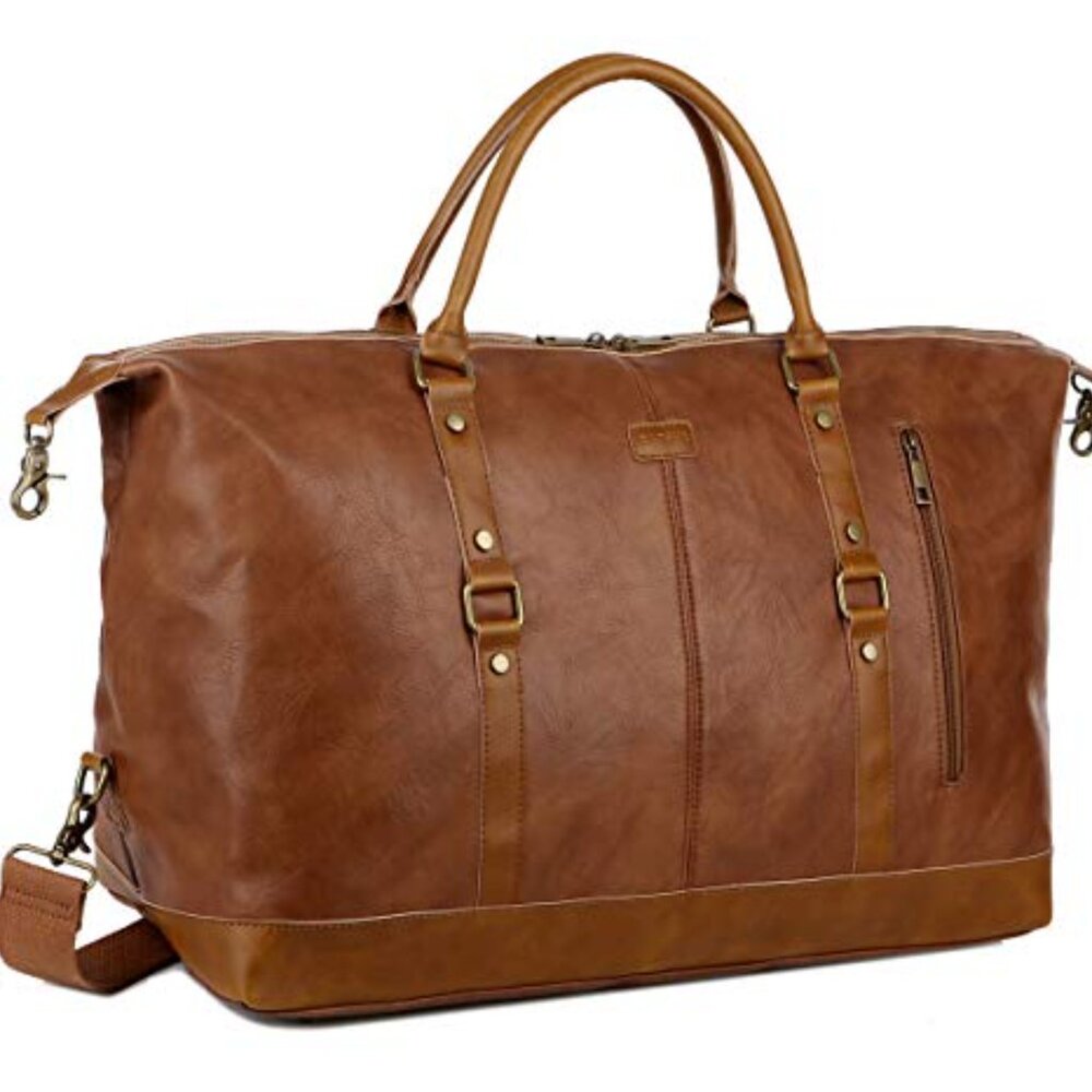 Vegan Leather Travel Duffel Tote Weekender Bag Oversized Carry-On Spacious - Picture 2 of 8